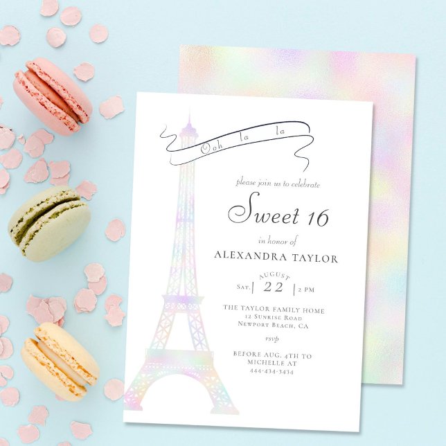 Boho Chic Iridescent Eiffel Torn Paris Sweet 16 Inbjudningar (Skapare uppladdad)