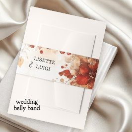 Boho Chic Italy Red Blommigt Bröllop Band För Inbjudningskort