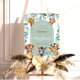 Boho Chic Jungle Animals Baby Shower Välkomsttecke Poster