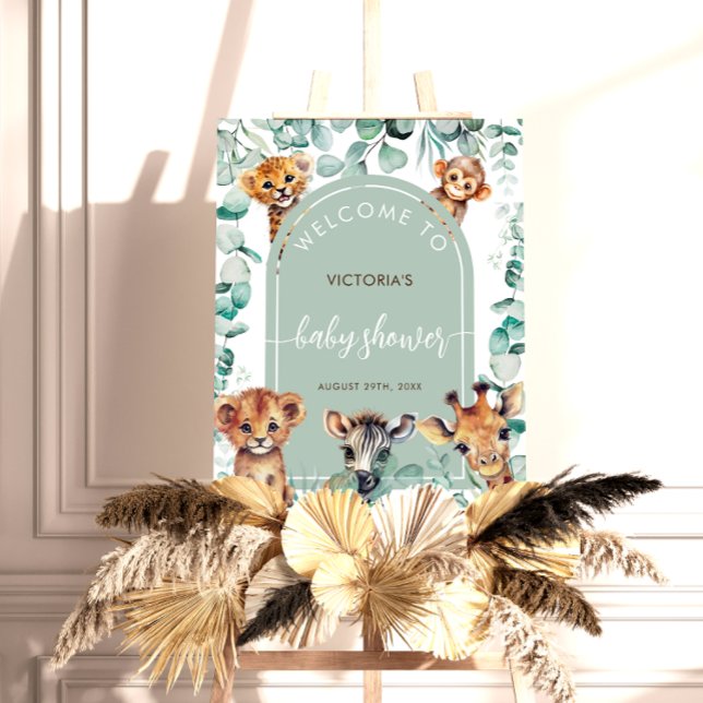 Boho Chic Jungle Animals Baby Shower Välkomsttecke Poster (Skapare uppladdad)