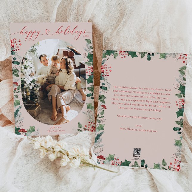 Boho Chic Kalligrafi Rosa Foto  Julkort (Skapare uppladdad)