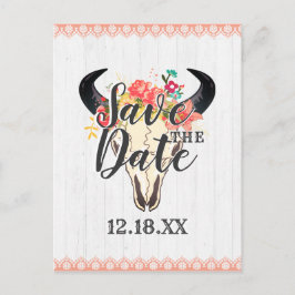 Boho Chic Ko Skalle Blommiga Buketter Spara Datum Meddelande Vykort