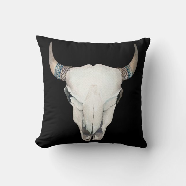 Boho Chic Ko Skalle & Horns Farmhouse Landlig Chic Kudde (Framsida)