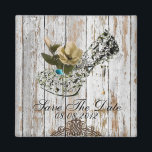 boho chic lada trä rustic landsbygd bröllop magnet<br><div class="desc">boho chic lada trä rustic landsbygd bröllopsinbjudningar och vintage bröllopsgåvor.</div>