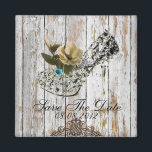 boho chic lada trä rustic lantlig bröllop magnet<br><div class="desc">boho chic lada trä rustic lantlig bröllops inbjudningar och vintage bröllopsfavoriter.</div>