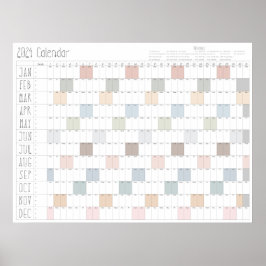Boho Chic Large 2024 Wall Calendar (Vågrät) Poster