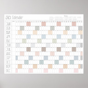 Boho Chic Large 2024 Wall Calendar (Vågrät) Poster
