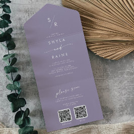 Boho Chic Lavendel Lila Dubbel QR-kod Bröllop