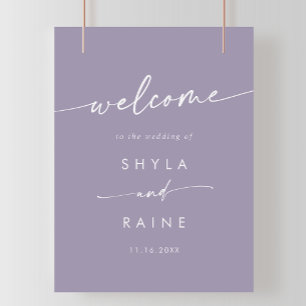 Boho Chic Lavender Lila DIY Bröllop Välkomsttecken Poster