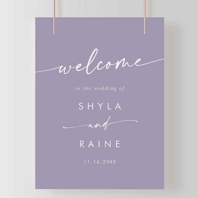 Boho Chic Lavender Lila DIY Bröllop Välkomsttecken Poster (Skapare uppladdad)