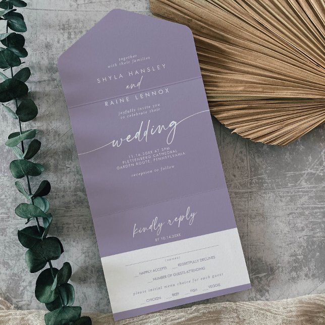 Boho Chic Lavender Lila Meal Choice OSA Bröllop (Skapare uppladdad)