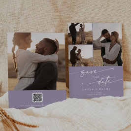 Boho Chic Lavender Lila Multi Photo QR-kod Spara Datumet