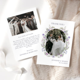 Boho chic lila blomarch Bröllop Photo Tack Kort