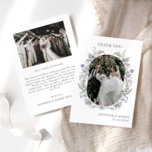Boho chic lila blomarch Bröllop Photo Tack Kort