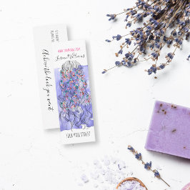 Boho Chic Lila Bride Hairstyle Watercolor Blommigt Mini Visitkort