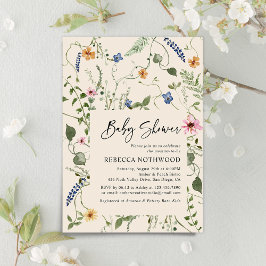 Boho Chic Little WildblomBeige Boho Baby Shower Inbjudningar