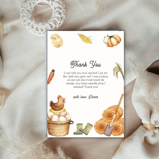 Boho Chic Locally Grown Farm Chicken Baby Shower Tack Kort (Boho Chic Locally Grown Farm Chicken Baby Shower Thank You Card)