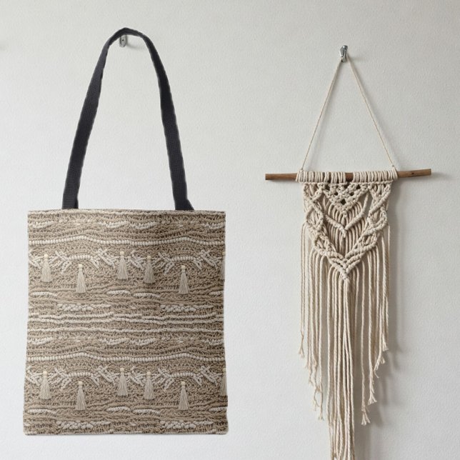 Boho Chic Macrame Style Handbag – Earth Tones Tygkasse (Skapare uppladdad)
