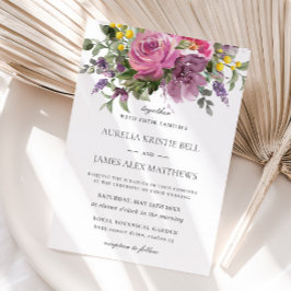 Boho Chic Magenta Rosa Lila  Mauve Blommigt Bröllo Inbjudningar