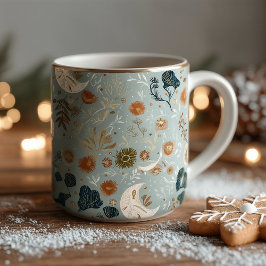 Boho chic månar och botanik i mjuka tealtoner mugg
