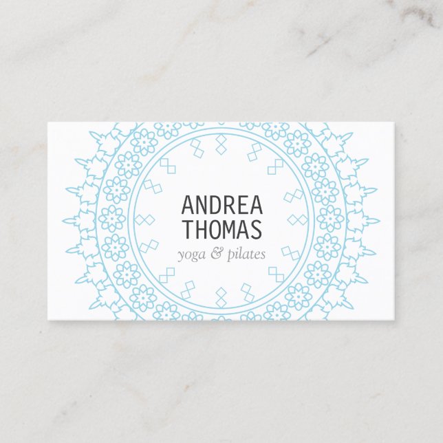 Boho Chic Mandala Blue/White Visitkort (Framsida)