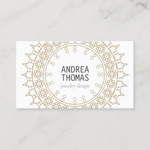 Boho Chic Mandala Faux Guld/White Visitkort