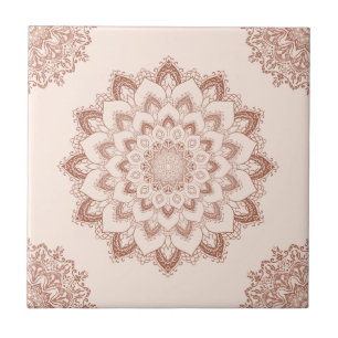 Boho Chic Mandala Modern Accent Neutralt Kakelplatta