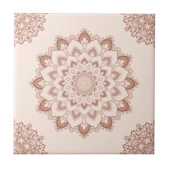 Boho Chic Mandala Modern Accent Neutralt Kakelplatta (Framsidan)
