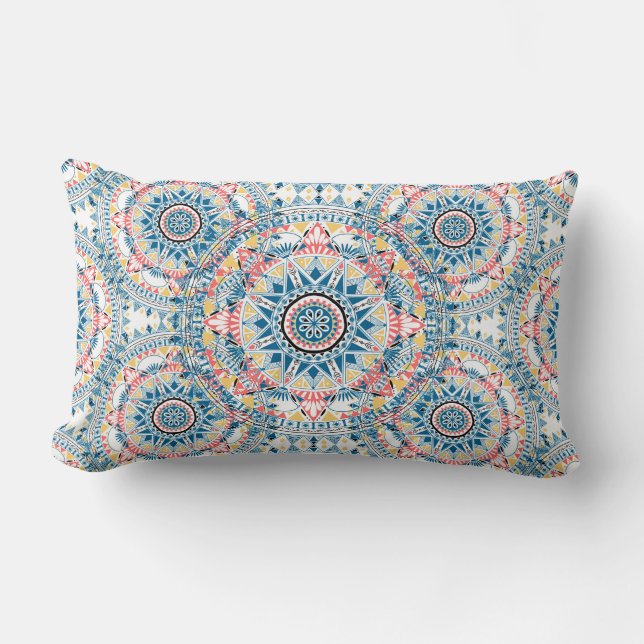 Boho Chic Mandala Mönster accent Lumbarkudde (Framsida)