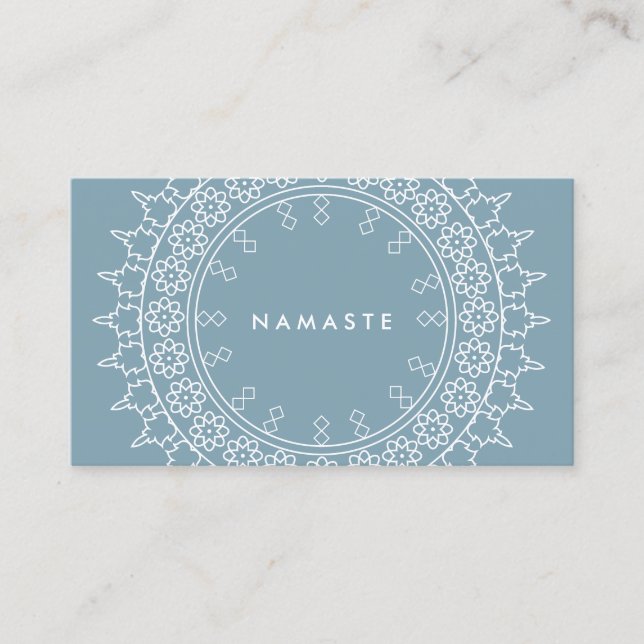 Boho Chic Mandala Namaste Yoga Blue Visitkort (Framsida)