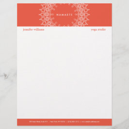 Boho Chic Mandala Namaste Yoga Coral Letterhead Brevhuvud