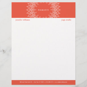 Boho Chic Mandala Namaste Yoga Coral Letterhead Brevhuvud