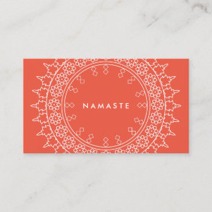 Boho Chic Mandala Namaste Yoga Coral Visitkort