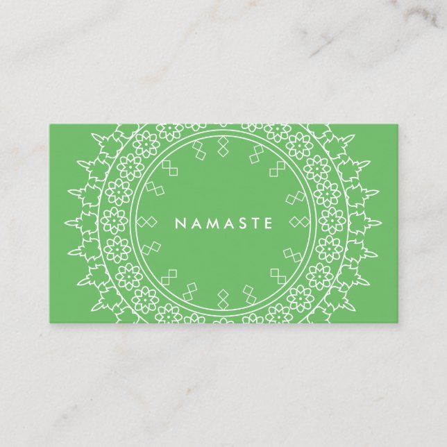 Boho Chic Mandala Namaste Yoga Grönt Visitkort (Framsida)