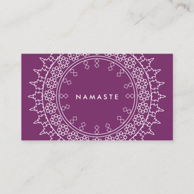 Boho Chic Mandala Namaste Yoga Lila Visitkort (Framsida)
