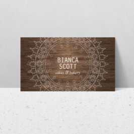 Boho Chic Mandala på Mörk Wood Visitkort