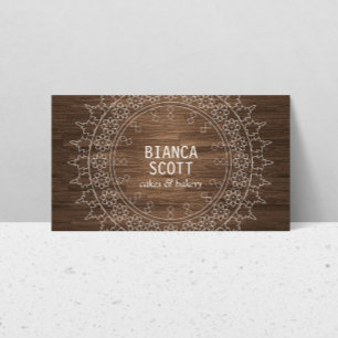 Boho Chic Mandala på Mörk Wood Visitkort