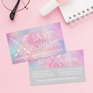 Boho-Chic med korsade pilar Pastel Polygonal Bohem Visitkort
