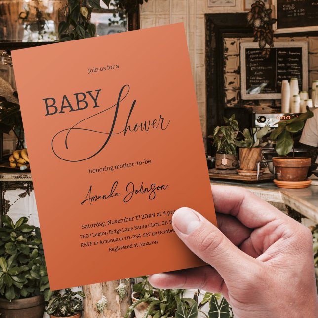 Boho Chic Minimal Terracotta Burnt Orange Rustic Inbjudningar (Skapare uppladdad)