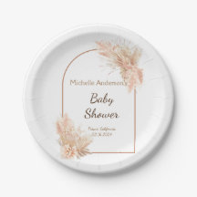 Boho Chic Minimalist Baby Shower Papper Tallrikar
