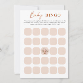 Boho Chic Minimalist Bebis Shower Bingo Kort