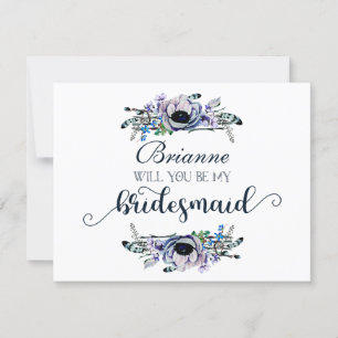 Boho Chic Mint & Navy blir min bridesmaid Inbjudningar