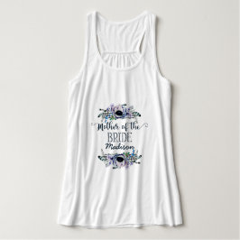 Boho Chic Mint & Navy Blommigt Budens mamma Linne Med Racerback