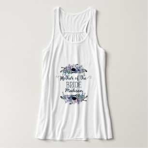 Boho Chic Mint & Navy Blommigt Budens mamma Linne Med Racerback
