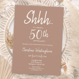 Boho Chic Mocha Cream Överraskning 50-årsdag Inbjudningar