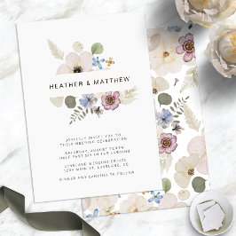 Boho Chic Modern Blommigt Bröllop Inbjudningar