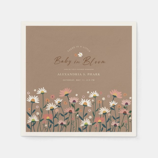 Boho Chic Modern Wildblomma Baby i bloomskaren Pappersservett (Framsidan)