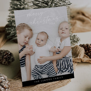Boho Chic Mörk Black Cute Unique Photo Jul Julkort