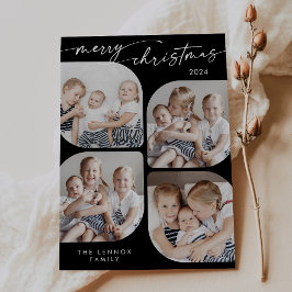 Boho Chic Mörk Black Family Multi Photo jul Julkort