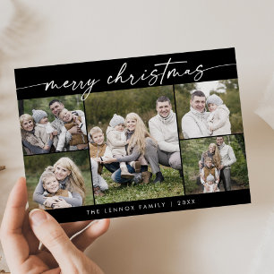 Boho Chic Mörk Black Photo Boho God jul Julkort